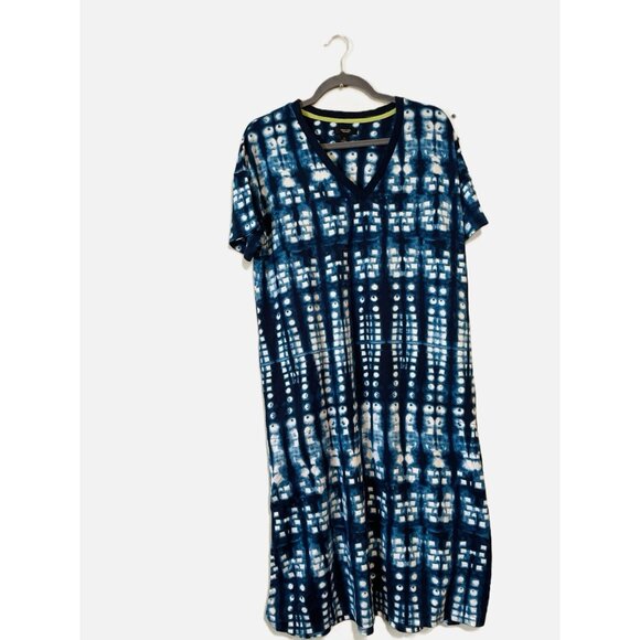 Simply Vera Wang Women Tie Dye V-neck Pullover Midi Dress Pockets Size S. New - Picture 1 of 9